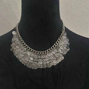 Silver renaissance boho vintage‎ statement piece necklace